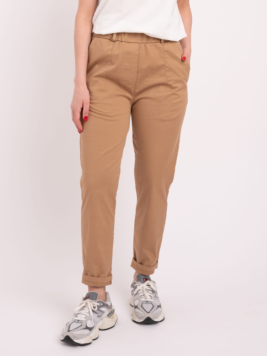 Pantalone elastico in vita avena