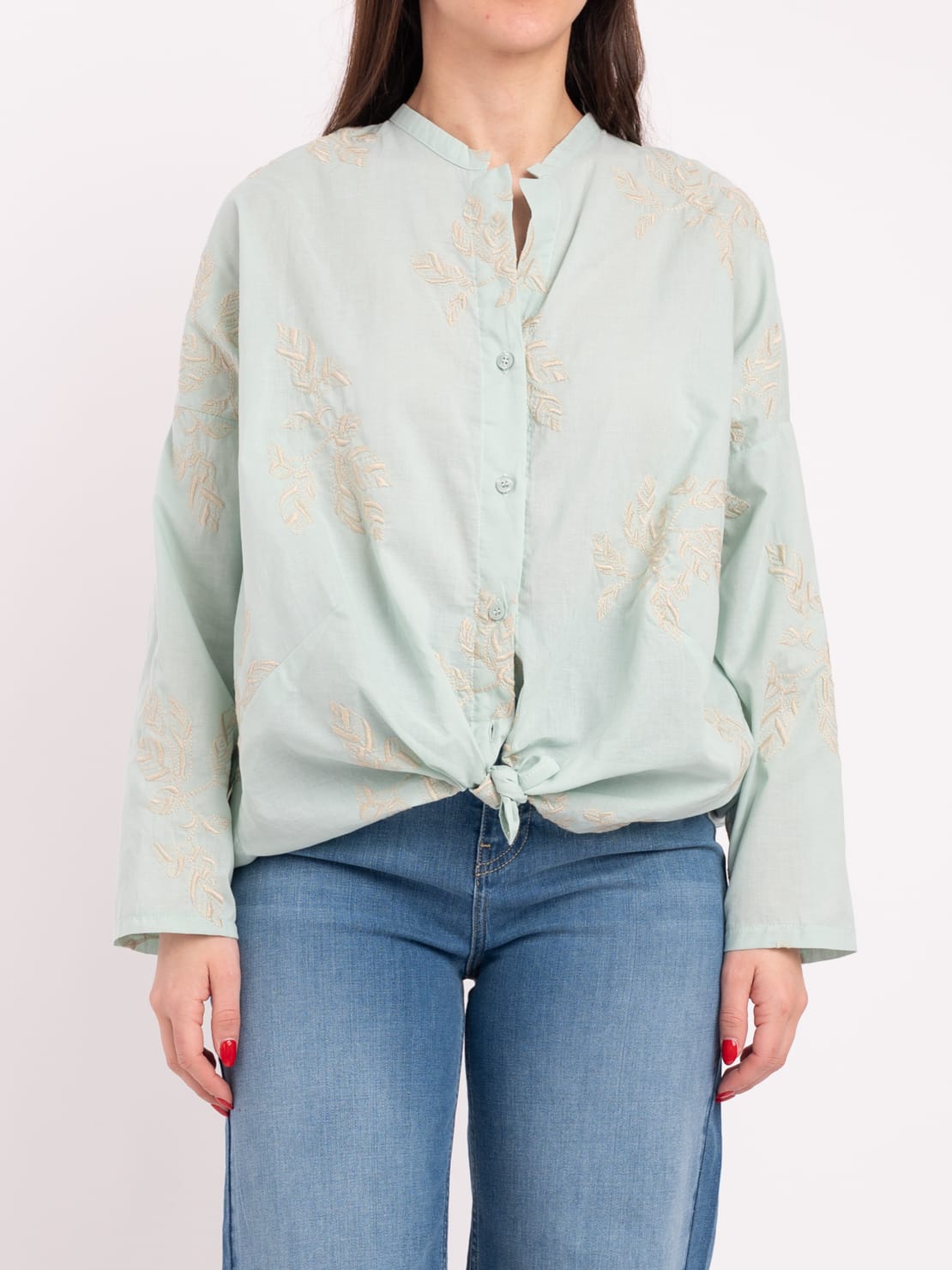Camicia ricamo menta
