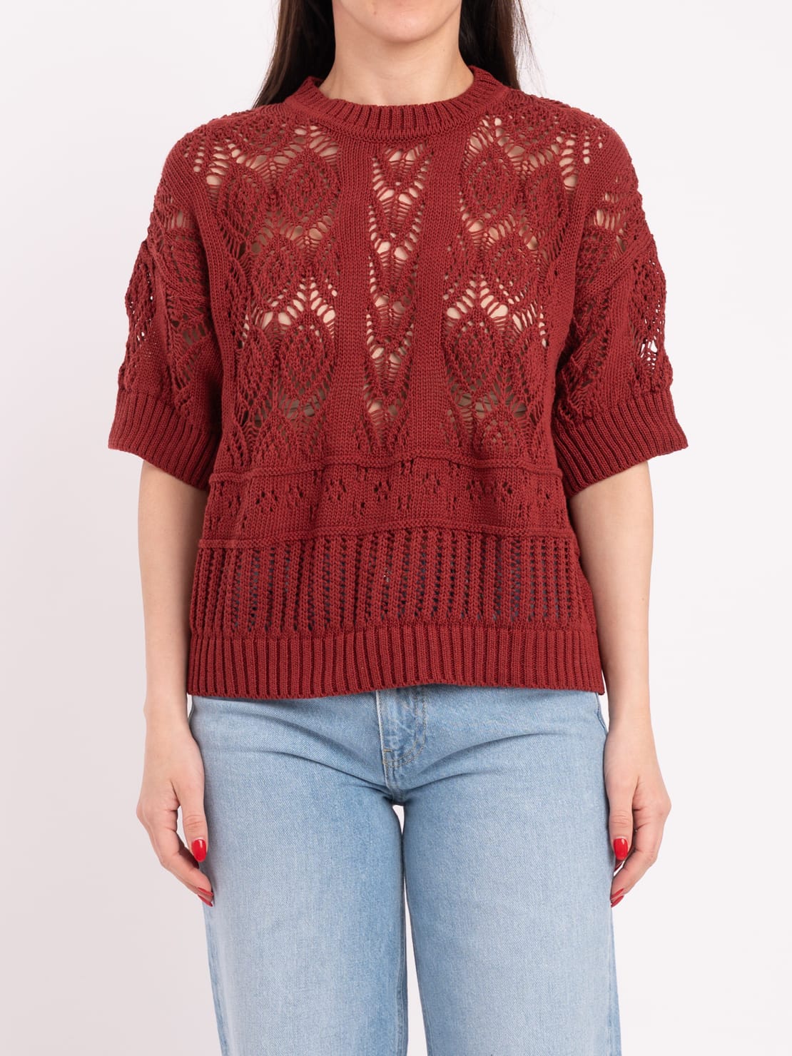 Maglia CROCHET burgundi