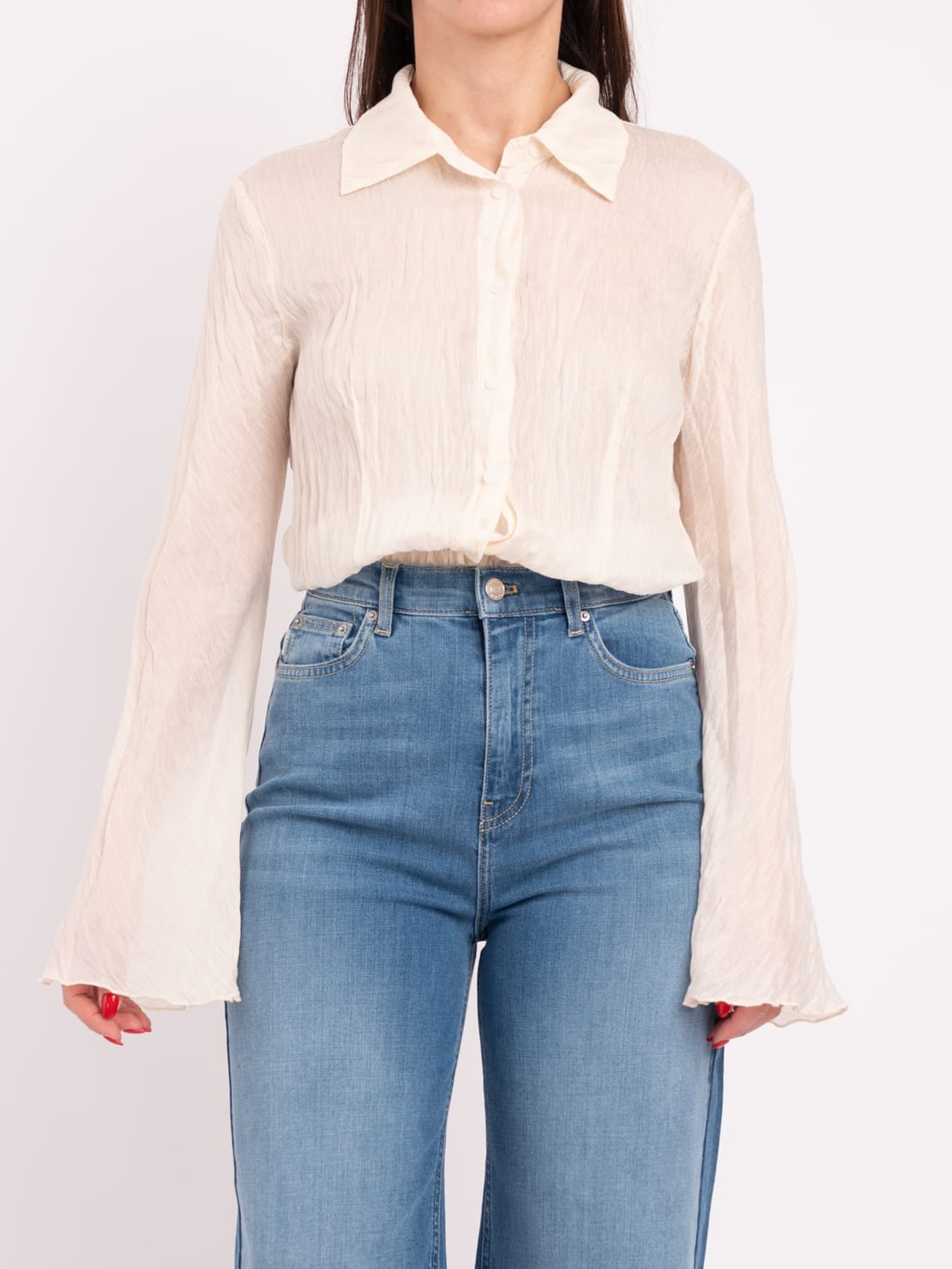 Camicia goffrata panna