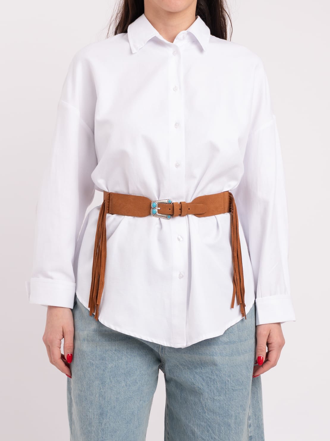 Cintura elastica frange cognac