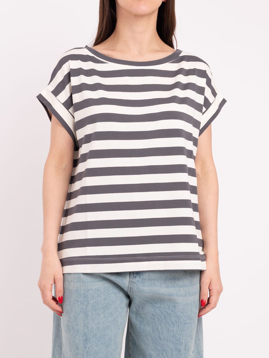 T-shirt riga larga piombo