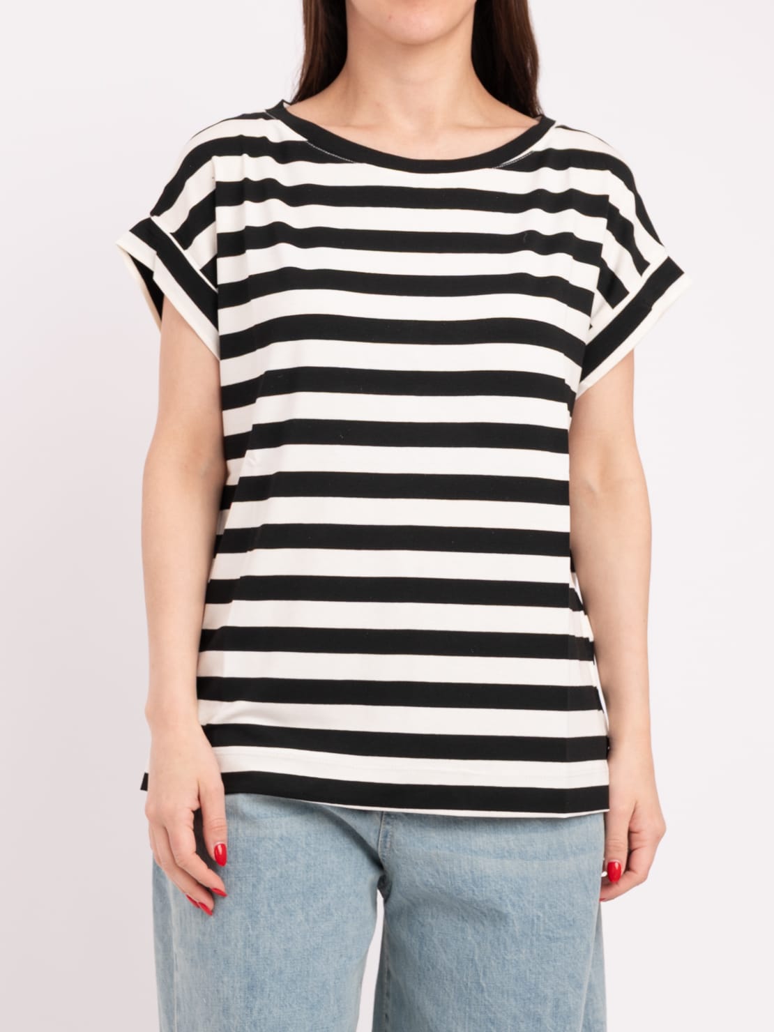 T-shirt riga larga nero