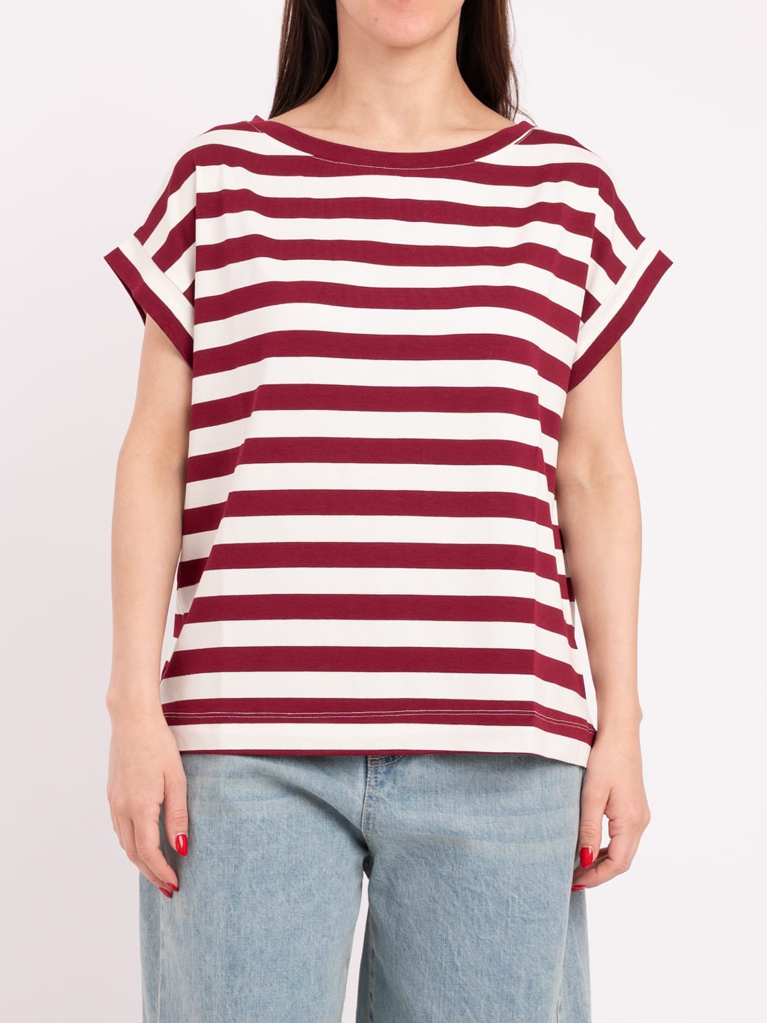 T-shirt riga larga bordeaux