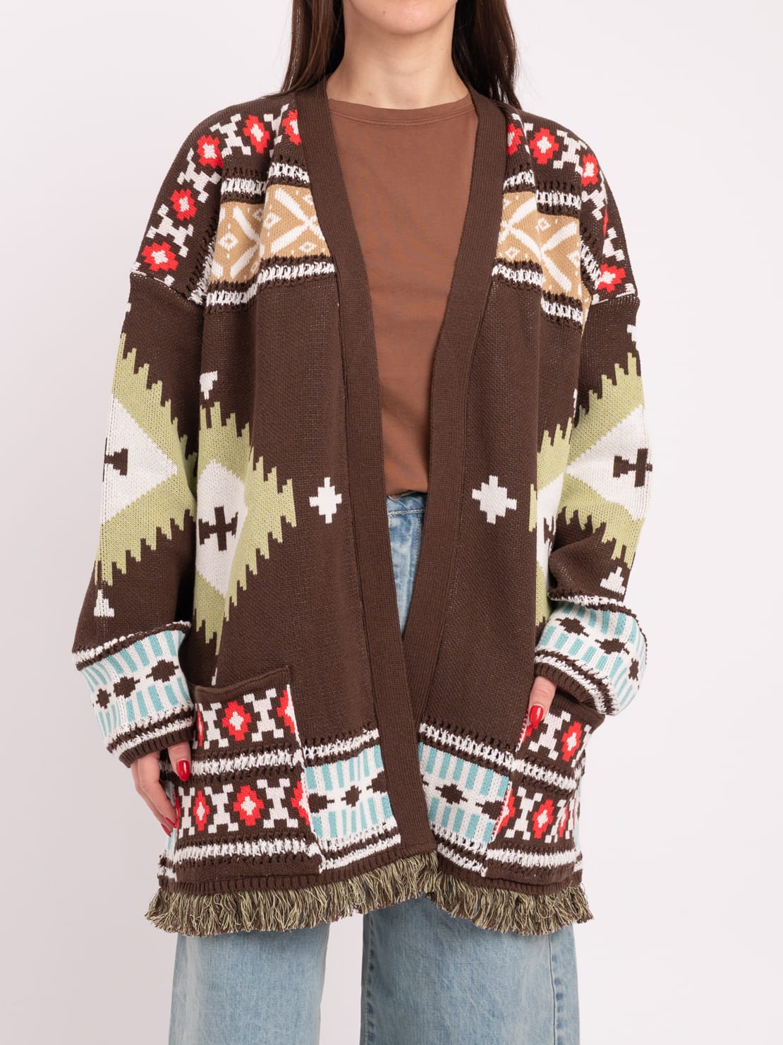 Cardigan etnico verde