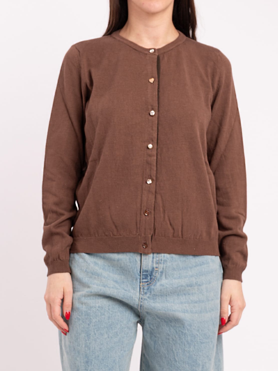 Cardigan bottoni cristalli moro