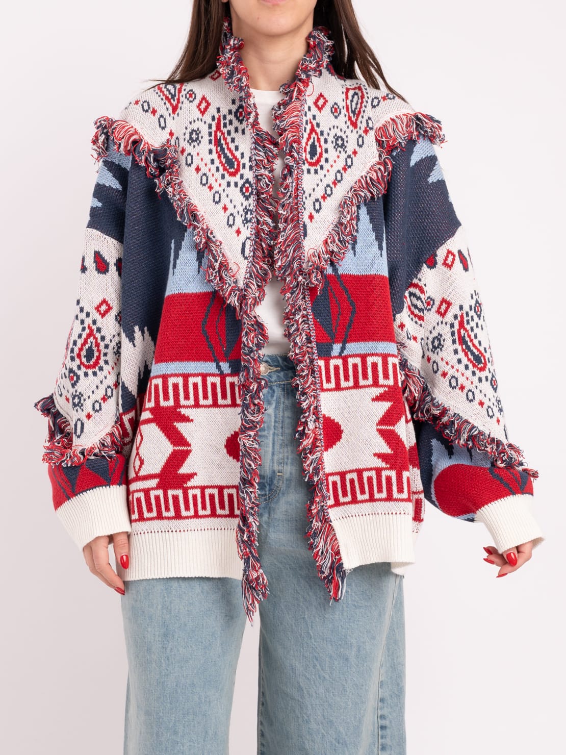 Cardigan alanui bianco/blu