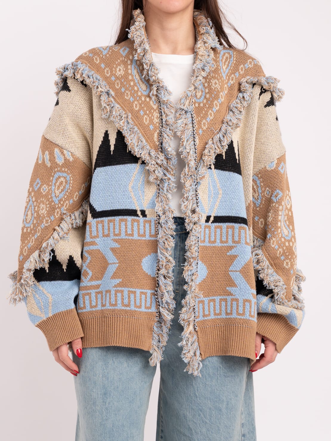 Cardigan alanui beige/azzurro