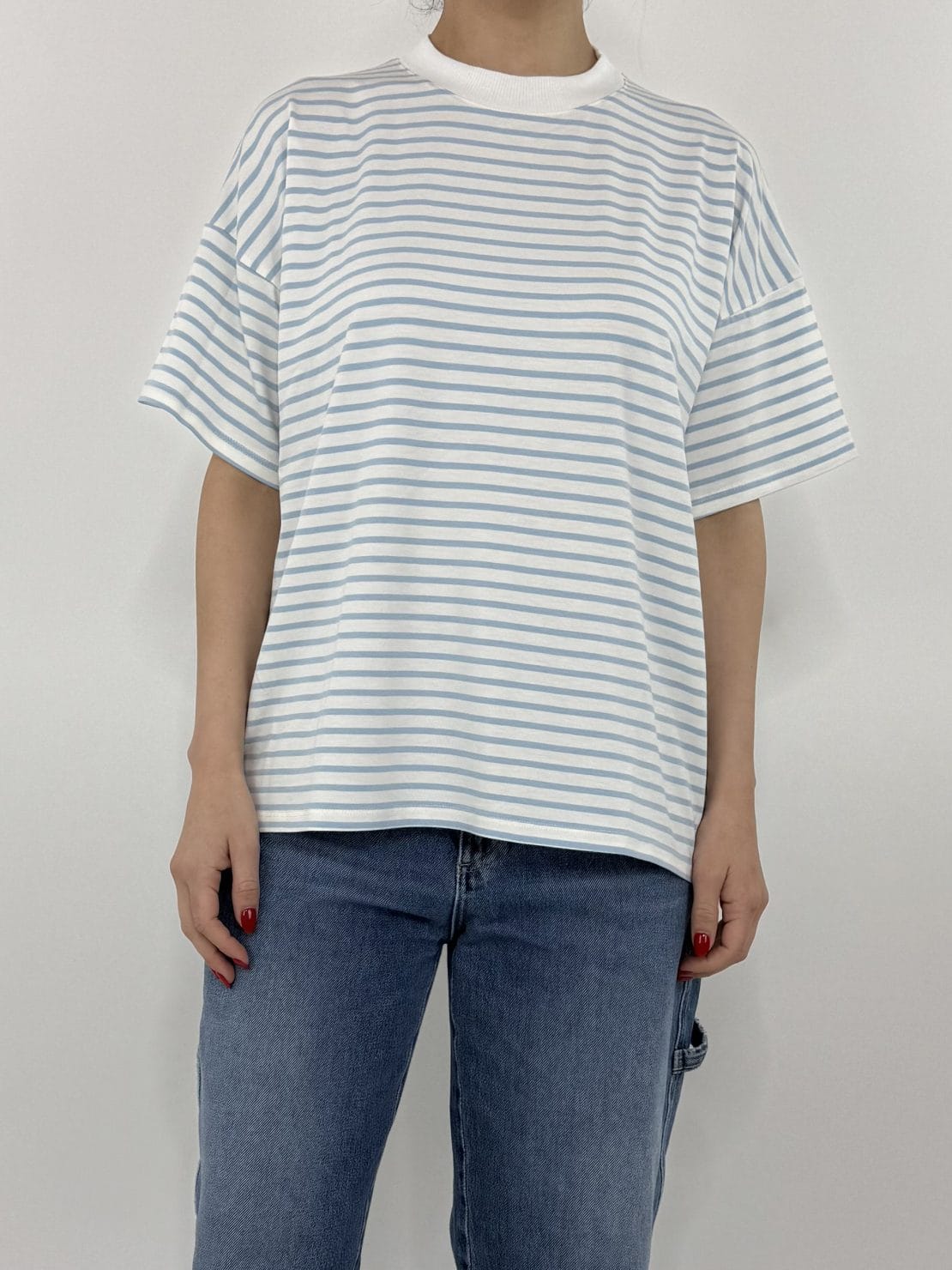 T-shirt viscosa Bianco/celeste