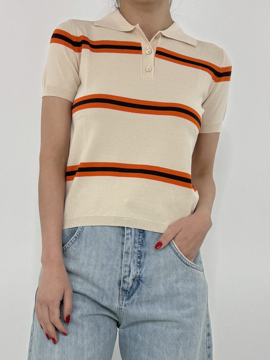 Polo mezza manica beige/moro