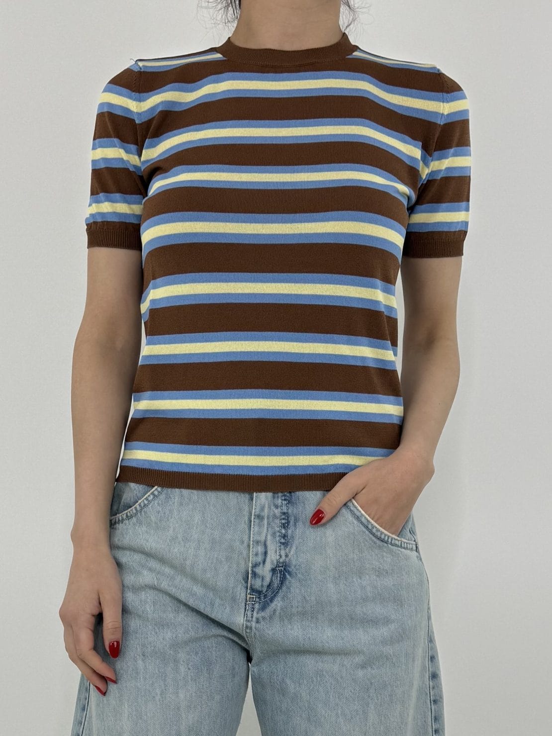 T-shirt slim moro/azzurro
