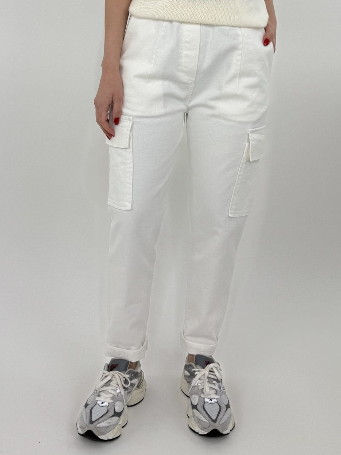 Pantalone cargo bianco