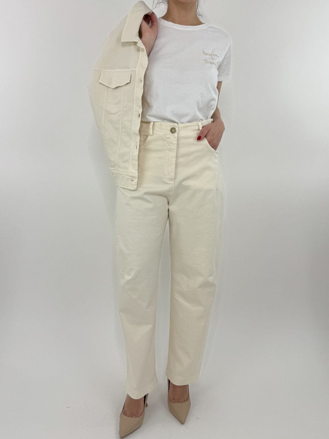 Pantalone cotone panna