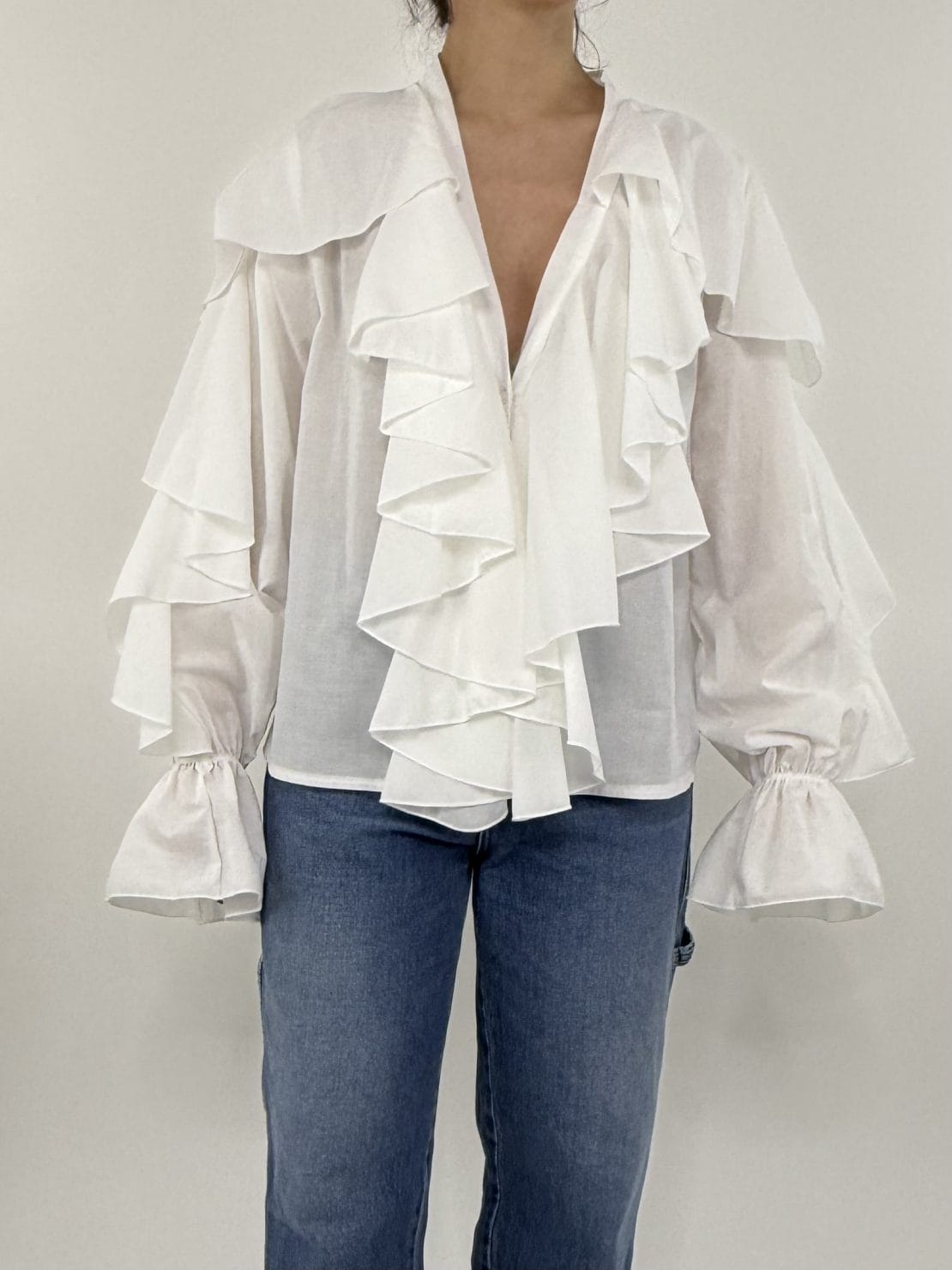 Camicia rouches bianco