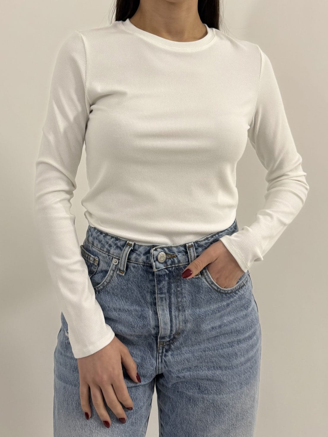 Body manica lunga bianco