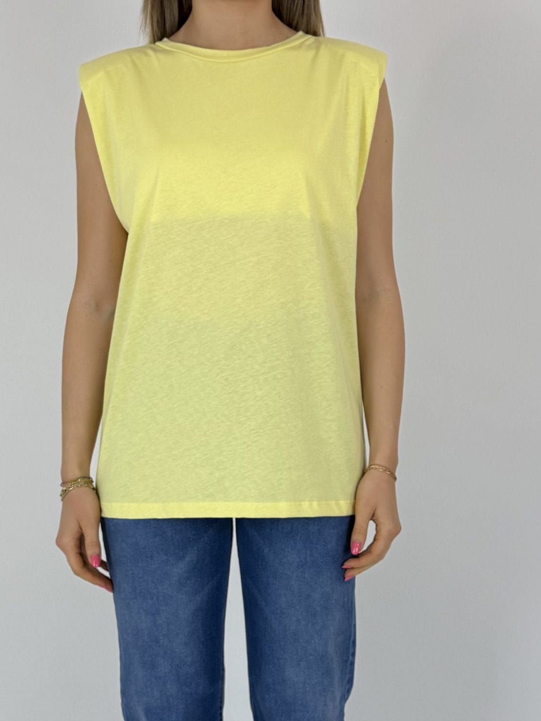Top spalla imbottita giallo