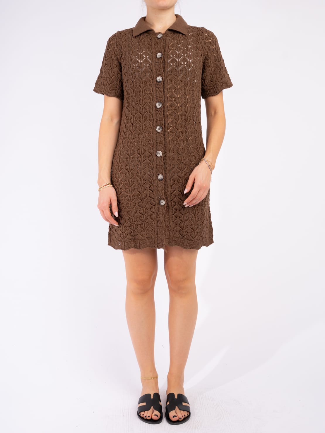 Abito crochet marrone