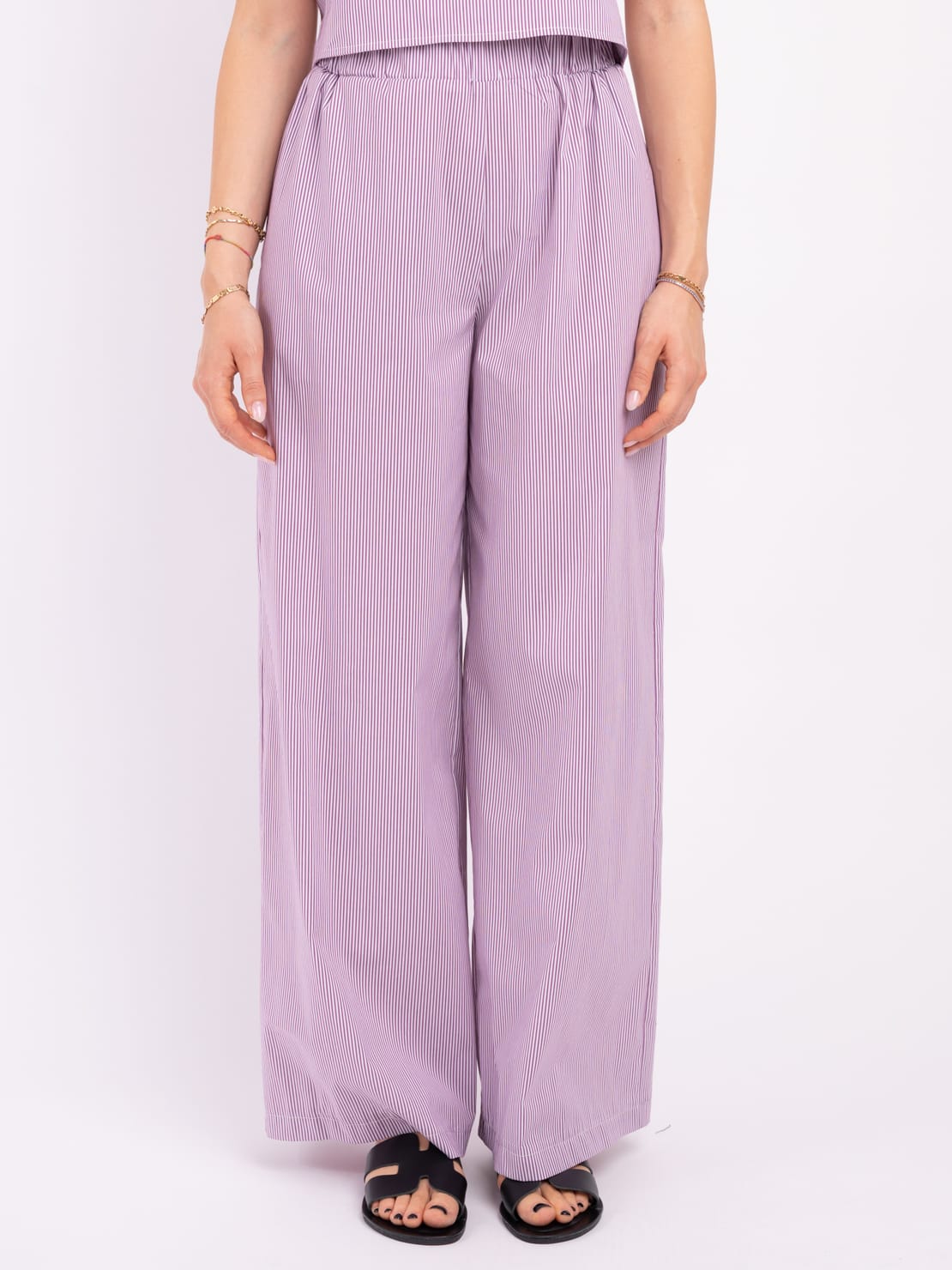 Pantalone gessato viola
