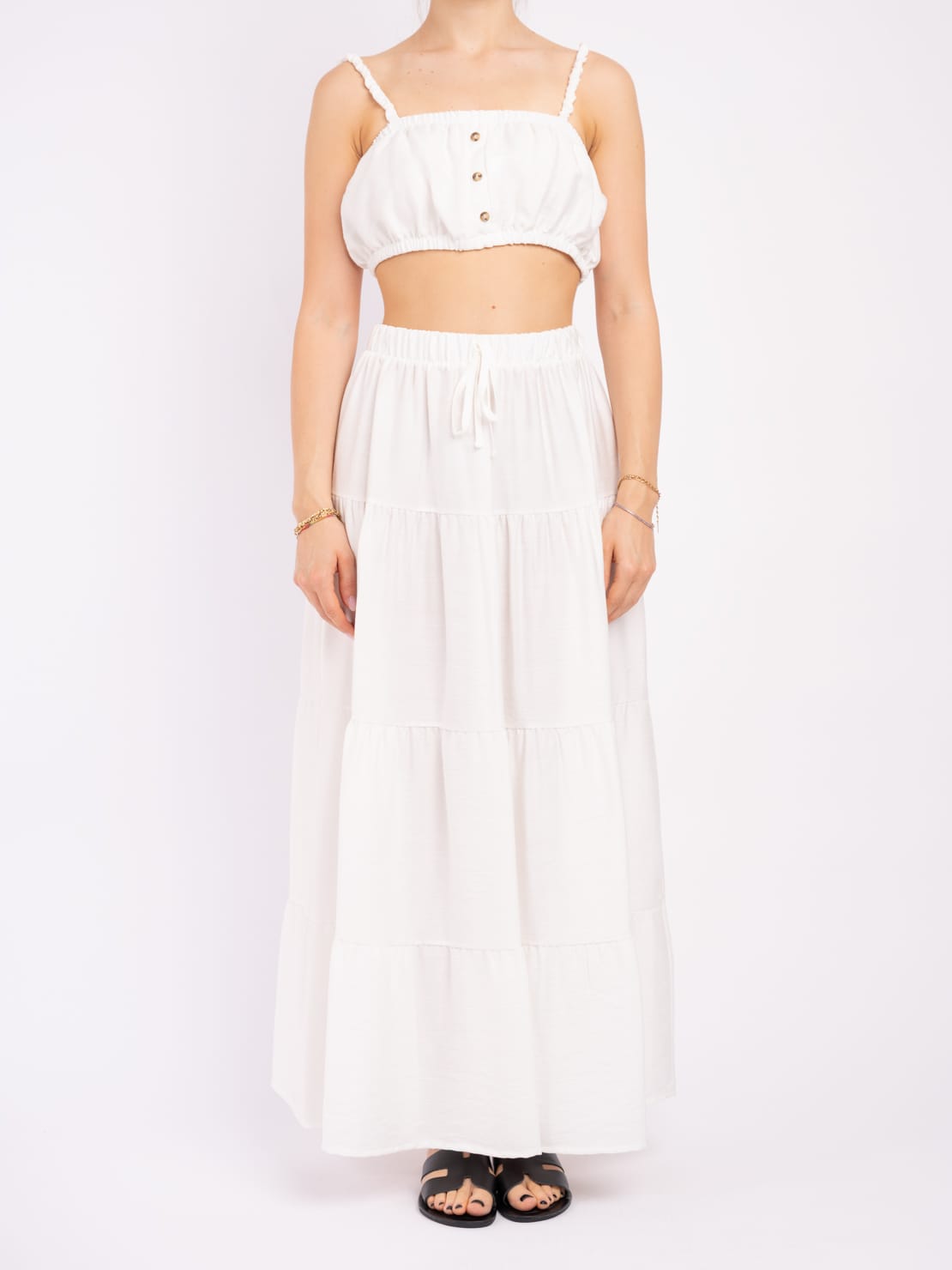 Completo gonna lunga + top bianco