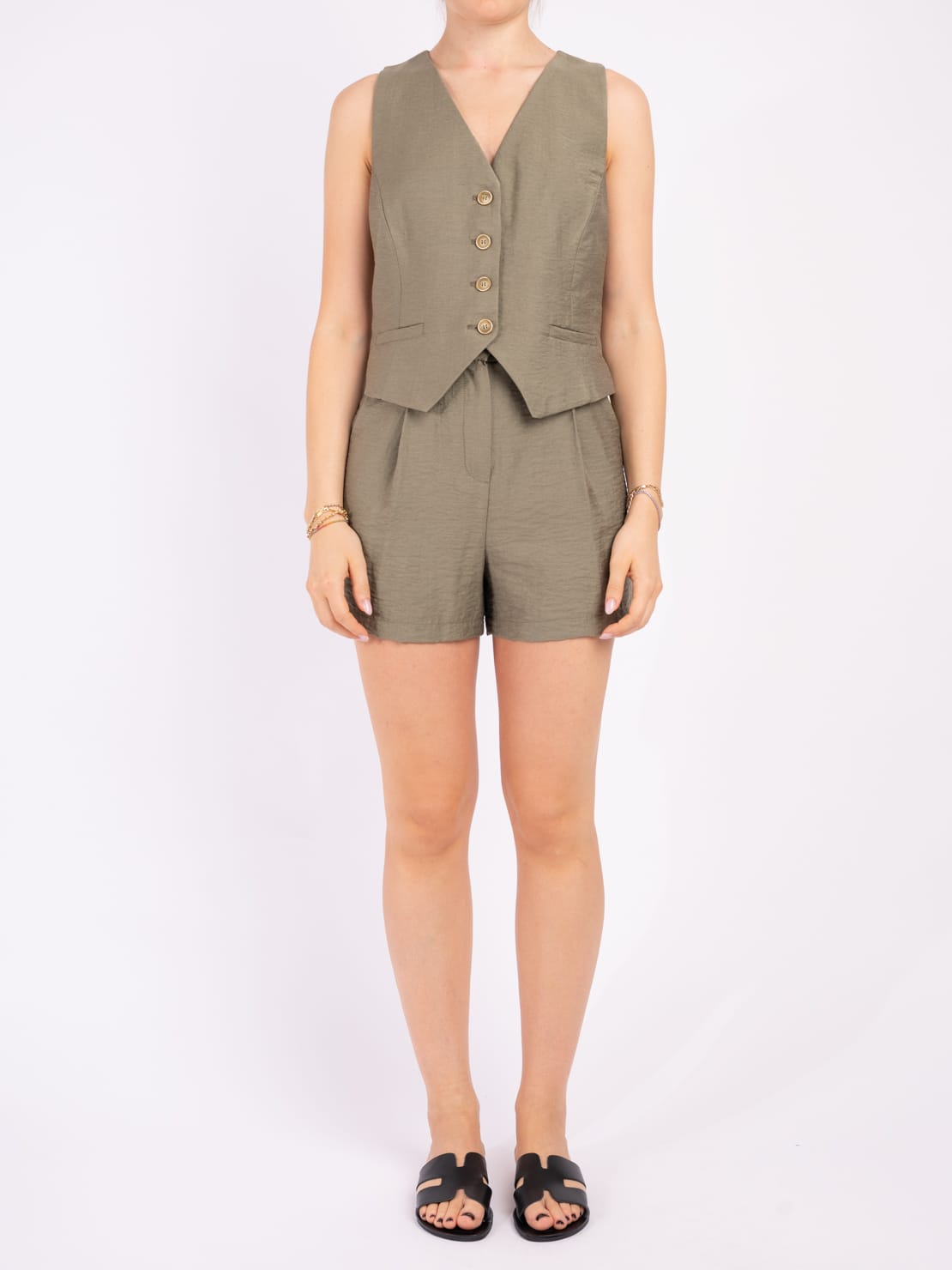 Completo gilet + shorts militare