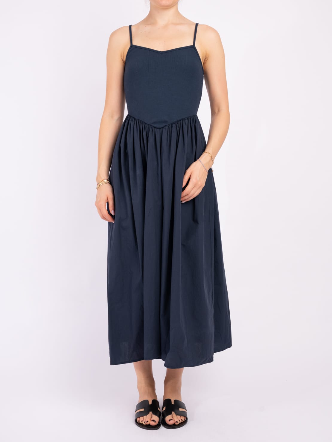 Abito spallina stretta costine blu