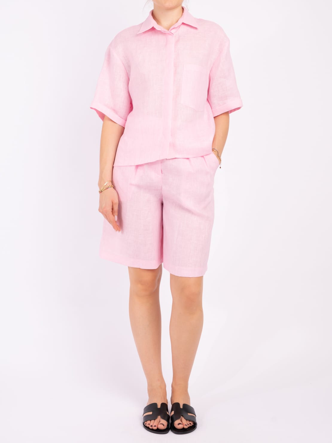 Camicia 100% lino rosa