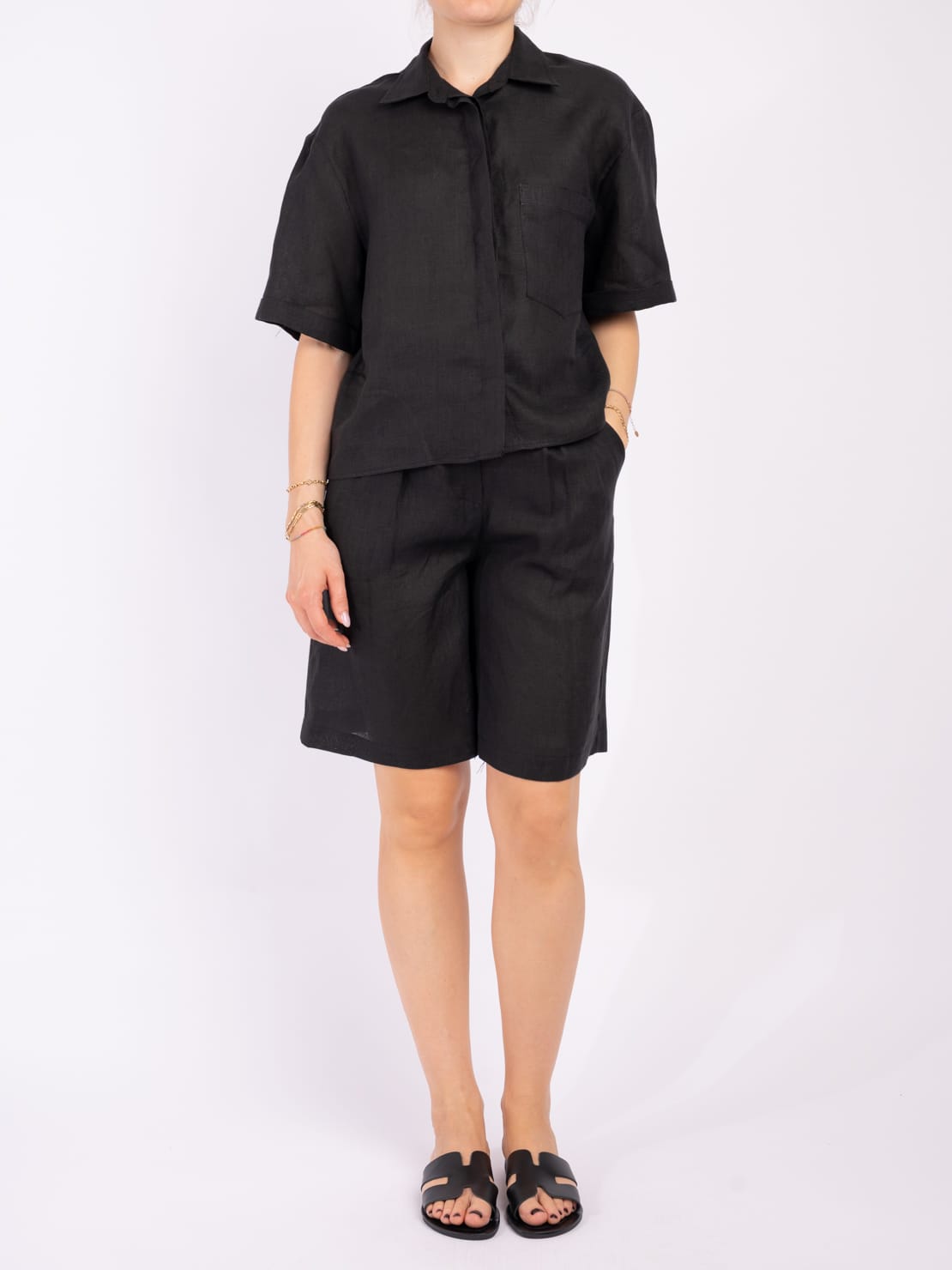 Camicia 100% lino nero