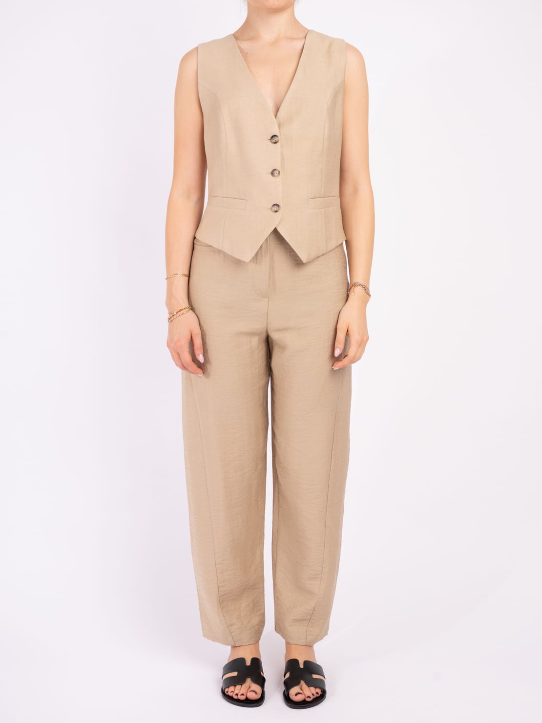 Completo gilet 3 bottoni sabbia