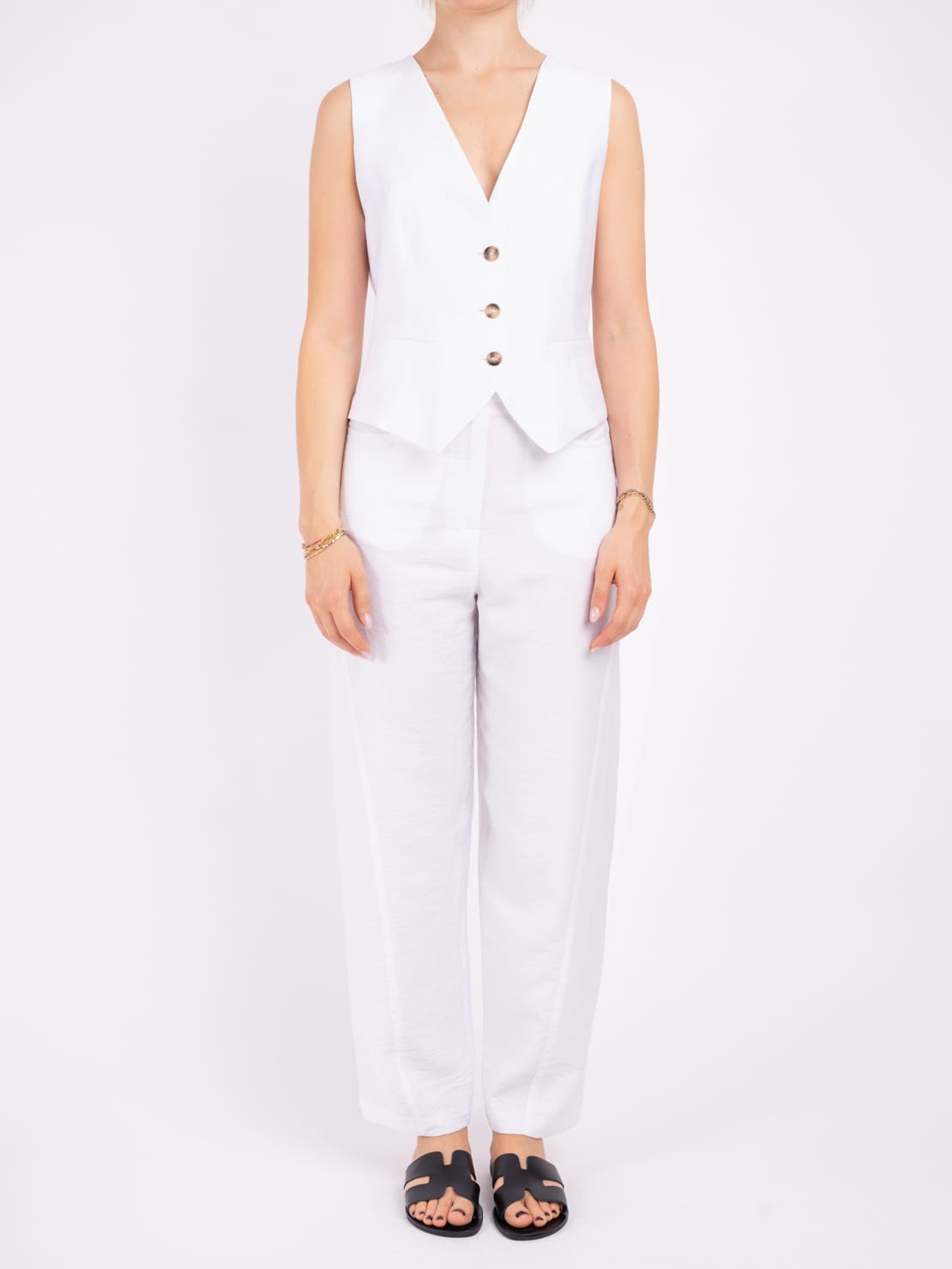 Completo gilet 3 bottoni bianco