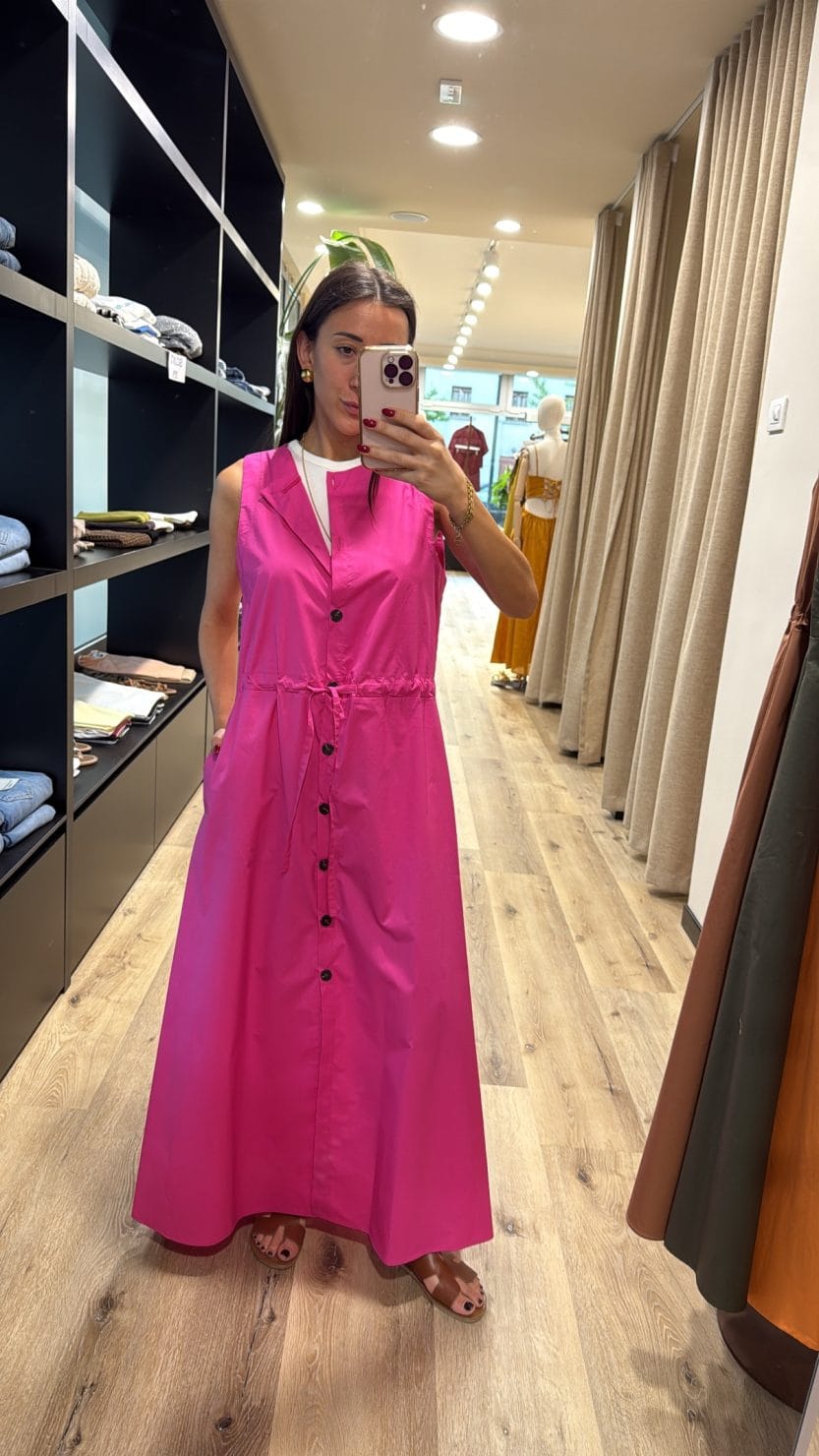 Abito chemisier lungo fuxia