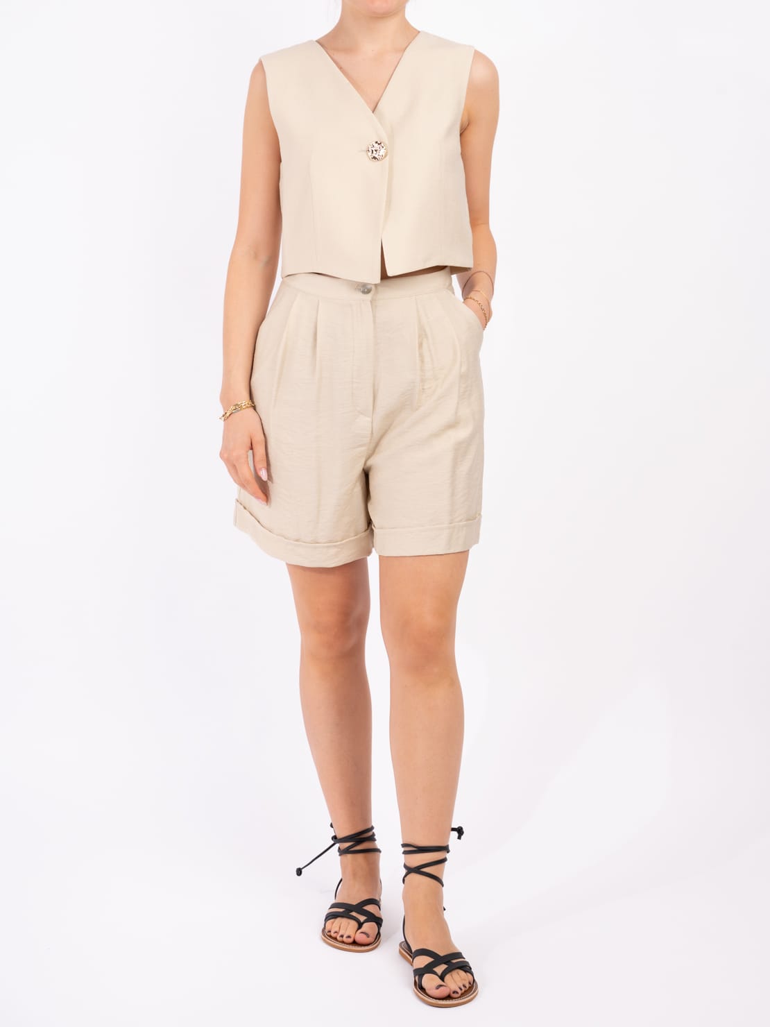 Gilet un bottone beige