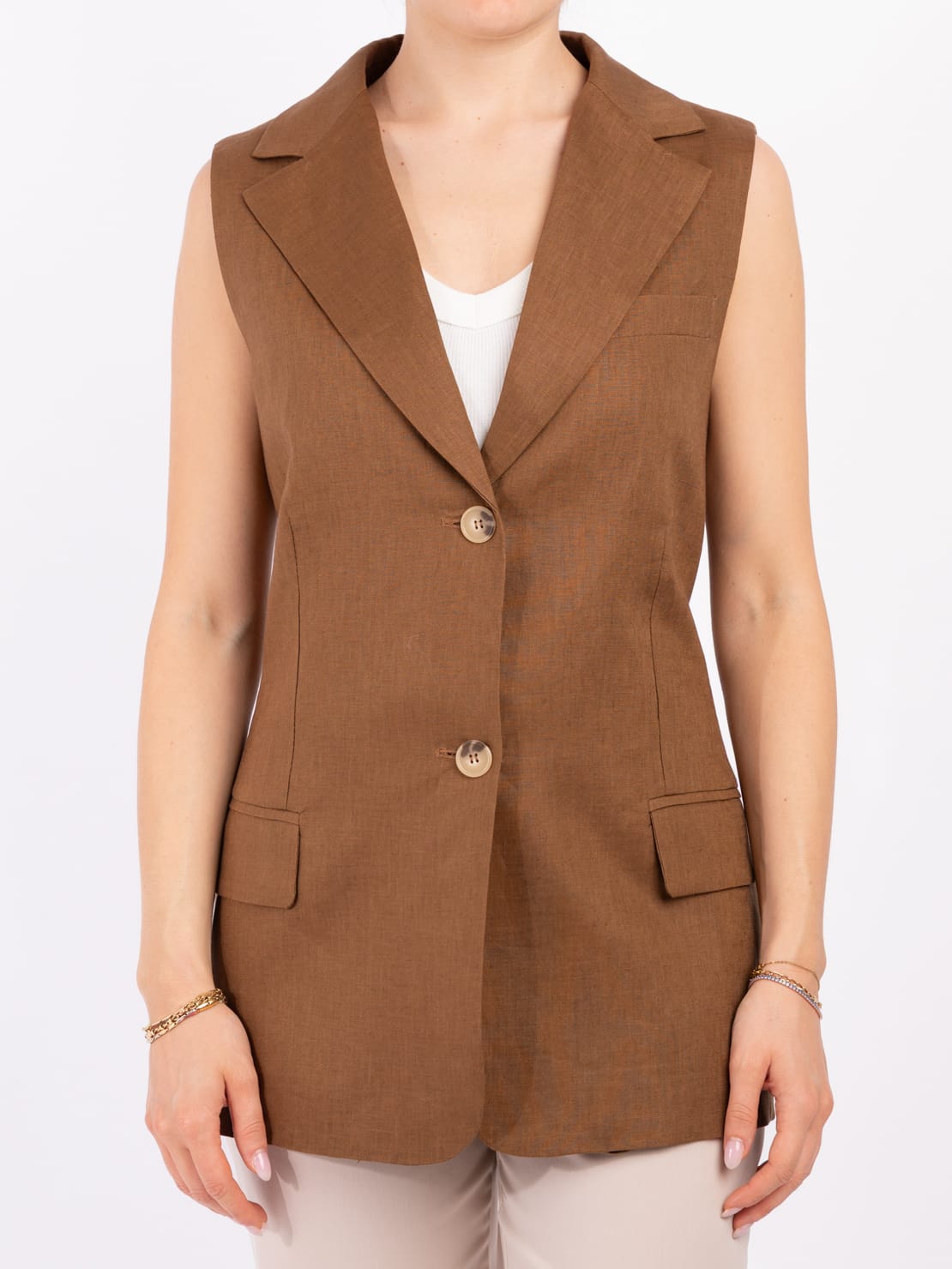 Gilet lungo marrone