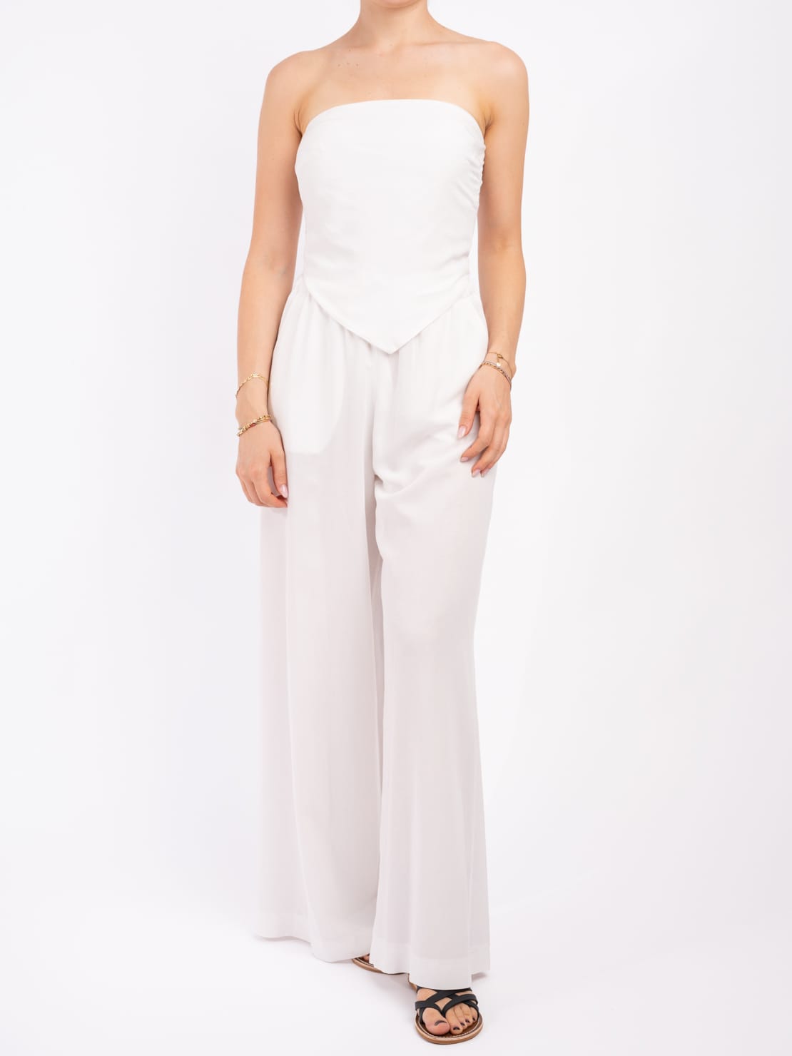 Top a fascia elasticato bianco