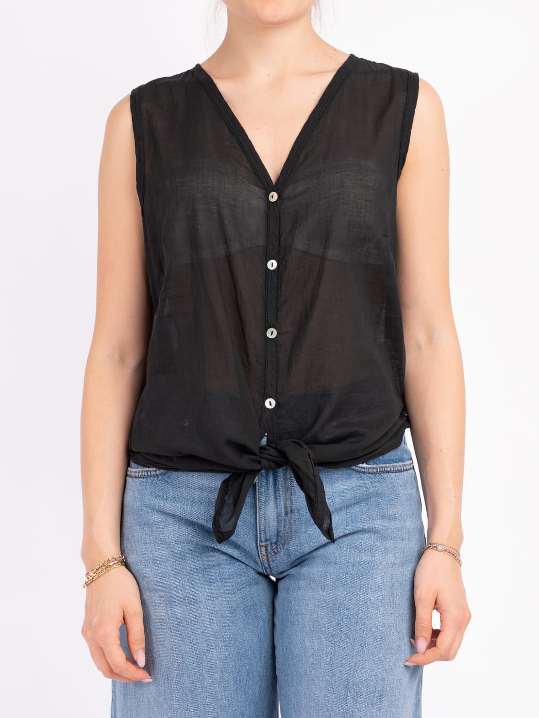 Camicia smanicata nero