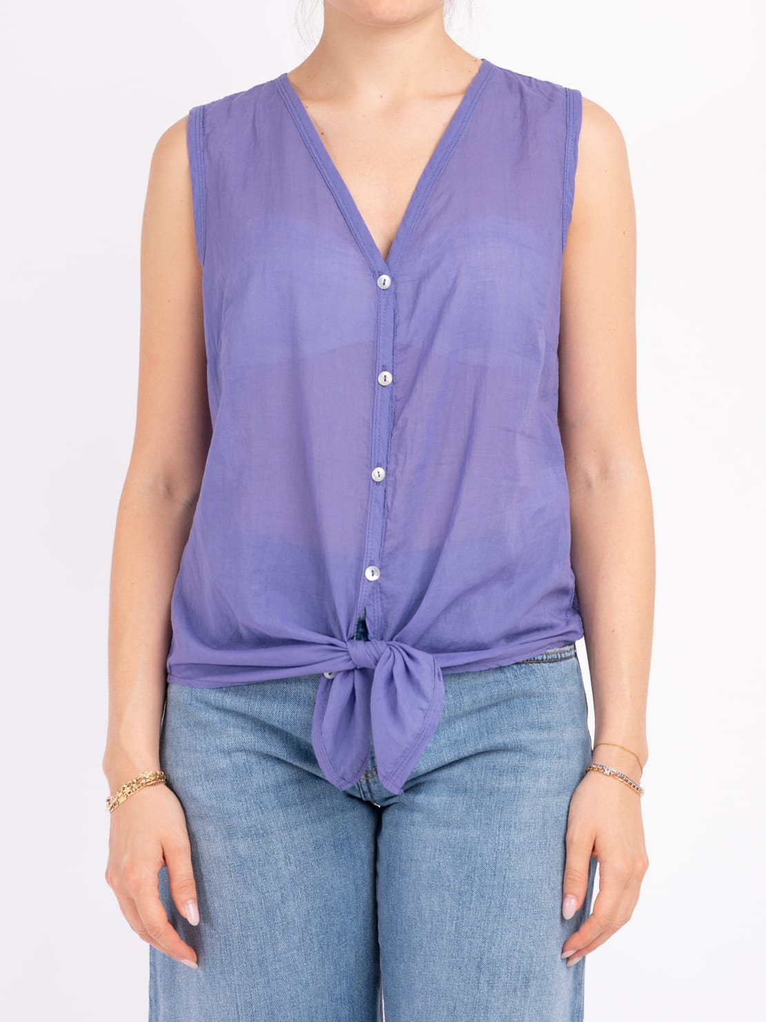 Camicia smanicata viola