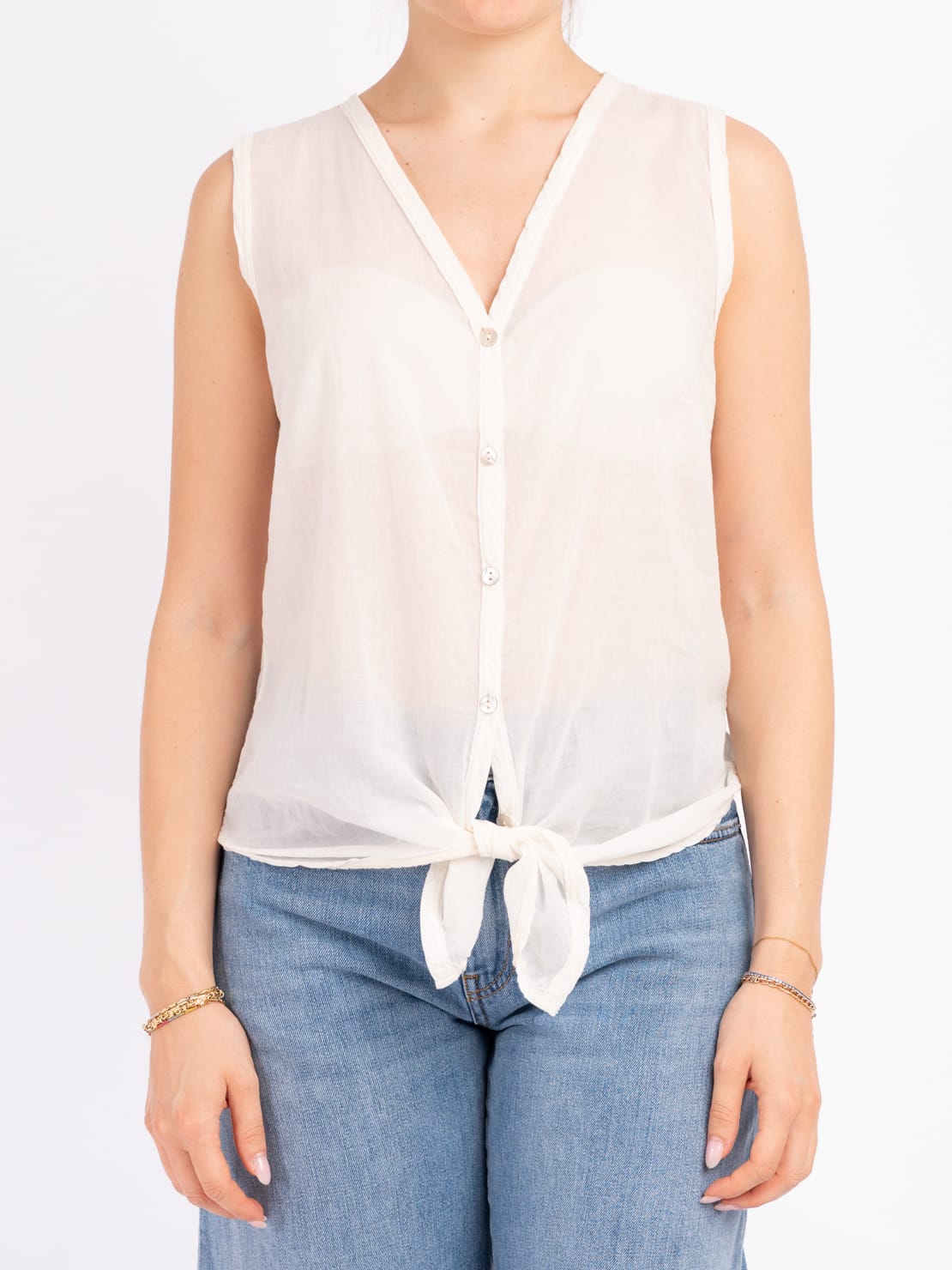 Camicia smanicata burro