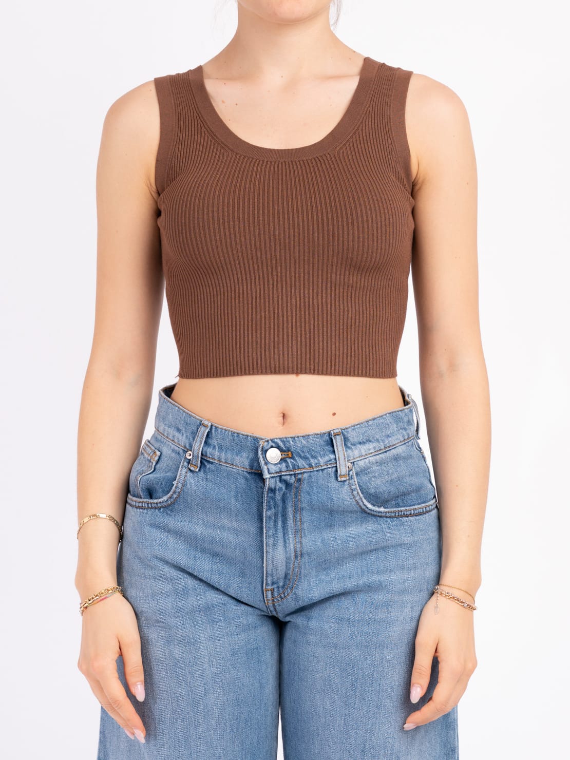 Canotta crop costina larga moro