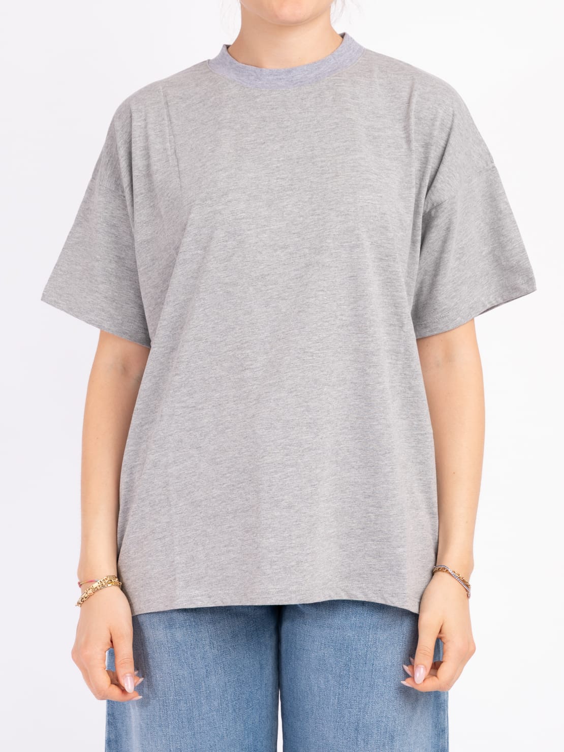 T-shirt basica over grigio melange