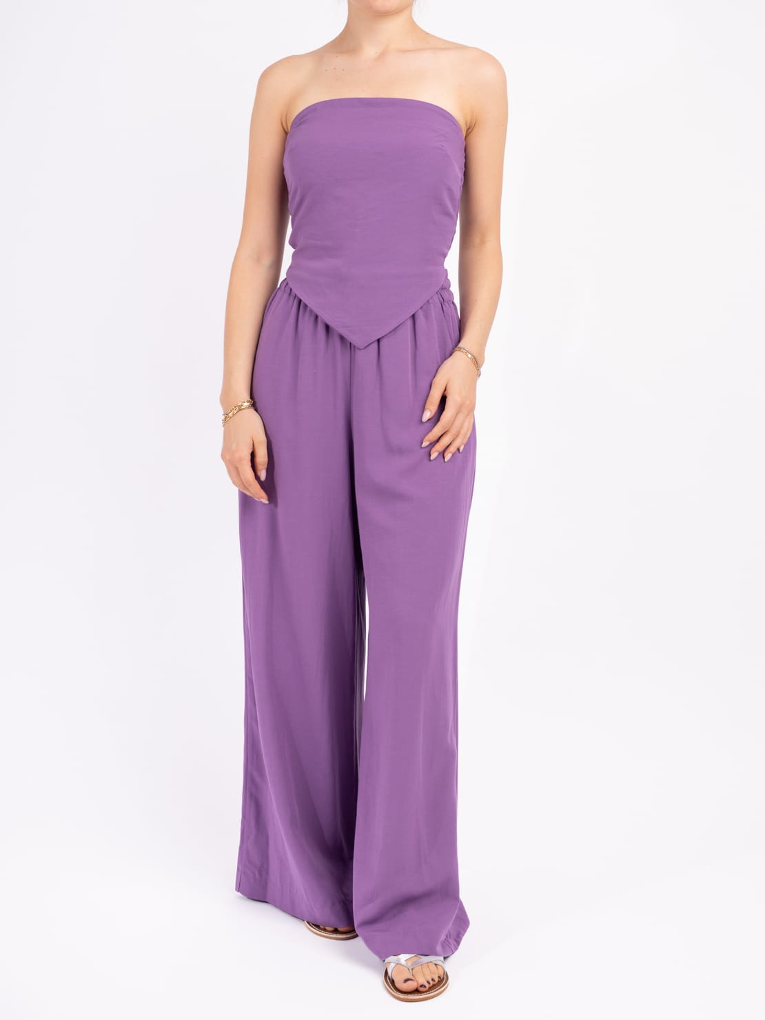 Top a fascia elasticato viola