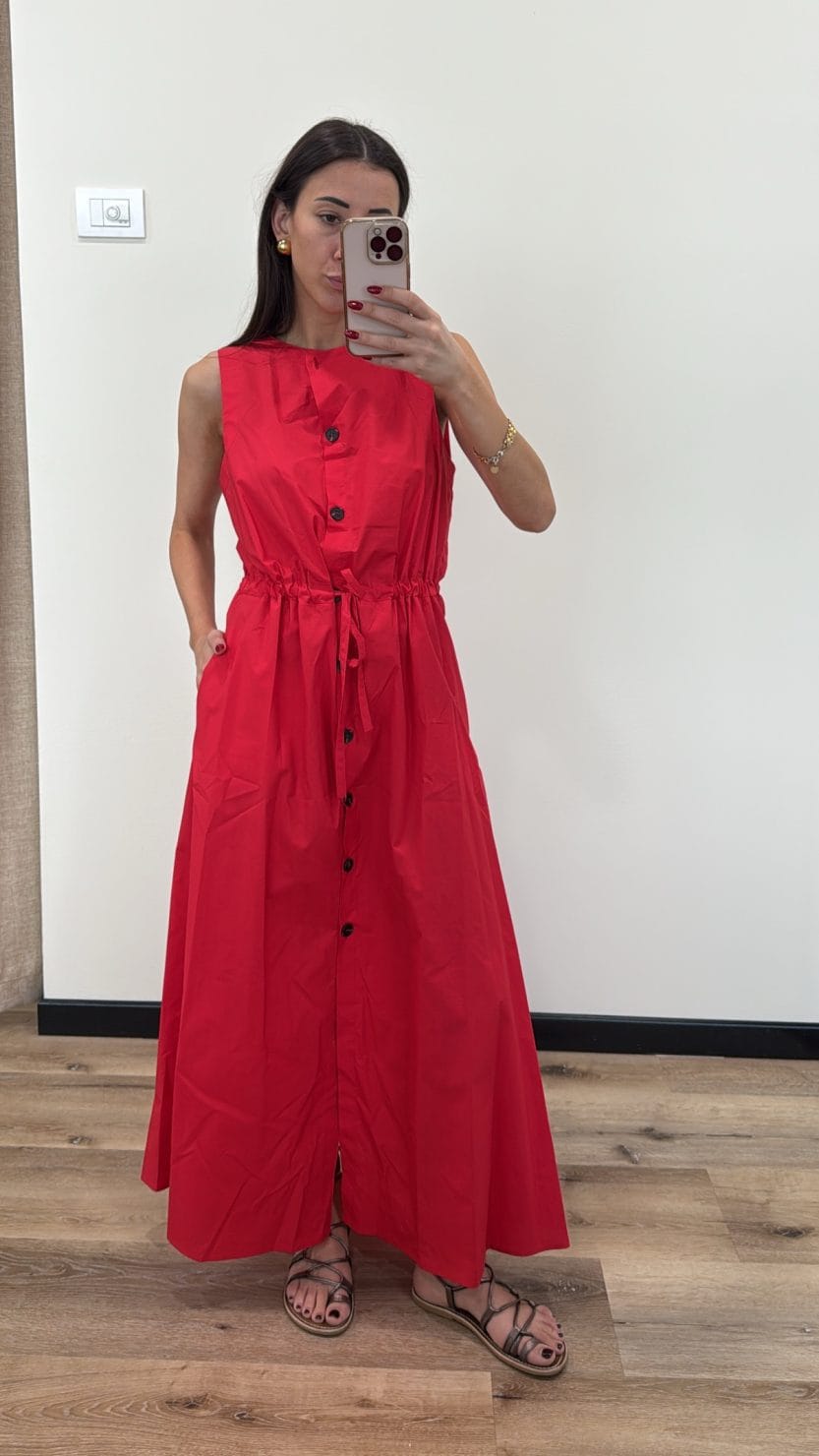 Abito chemisier lungo rosso
