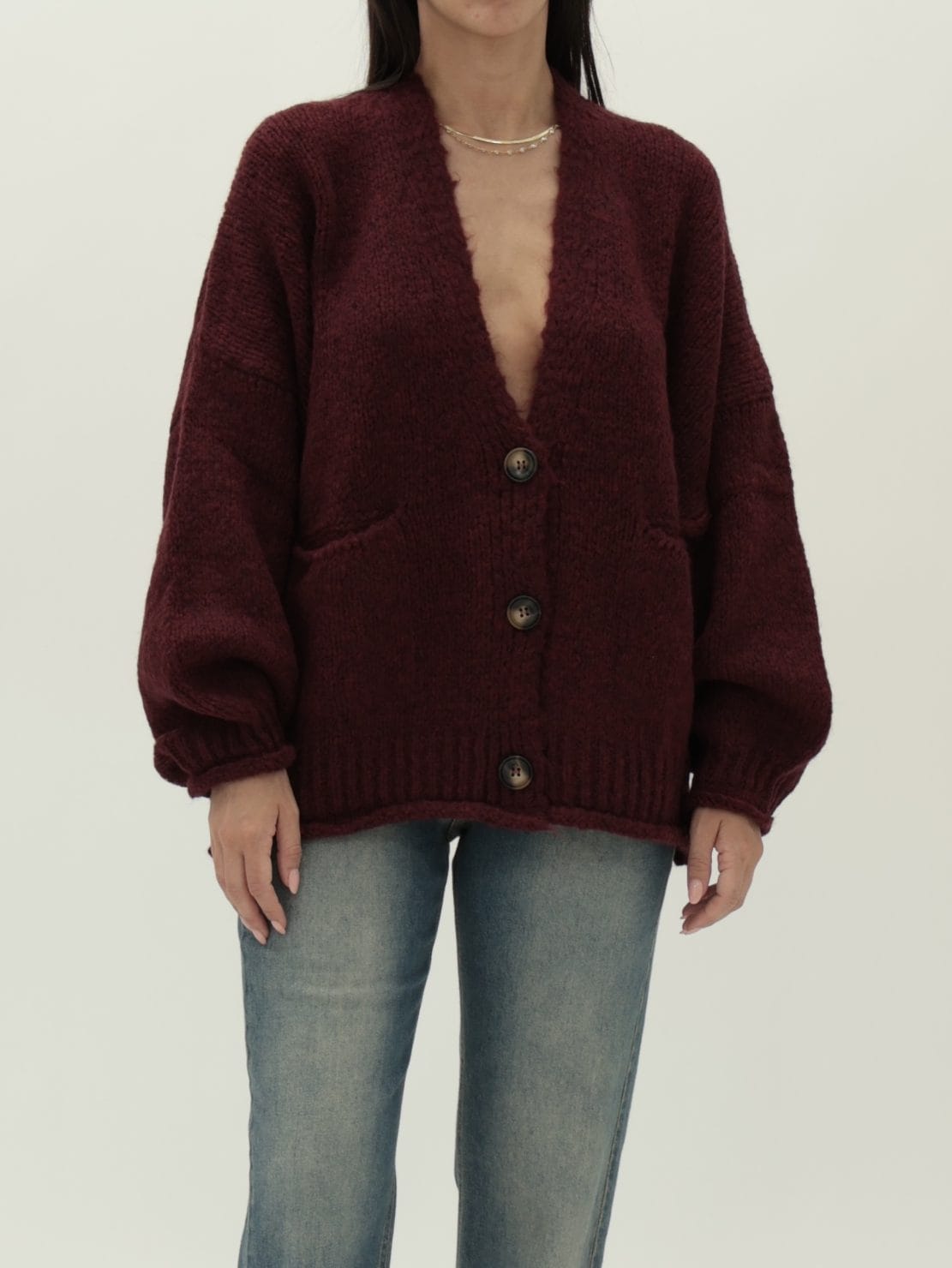 Cardigan 3 bottoni vino