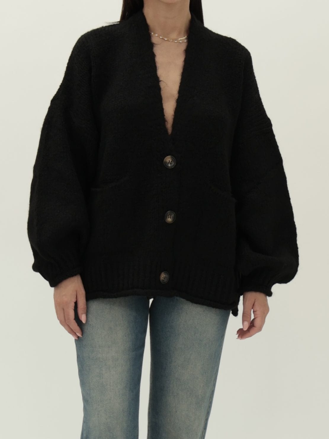 Cardigan 3 bottoni nero