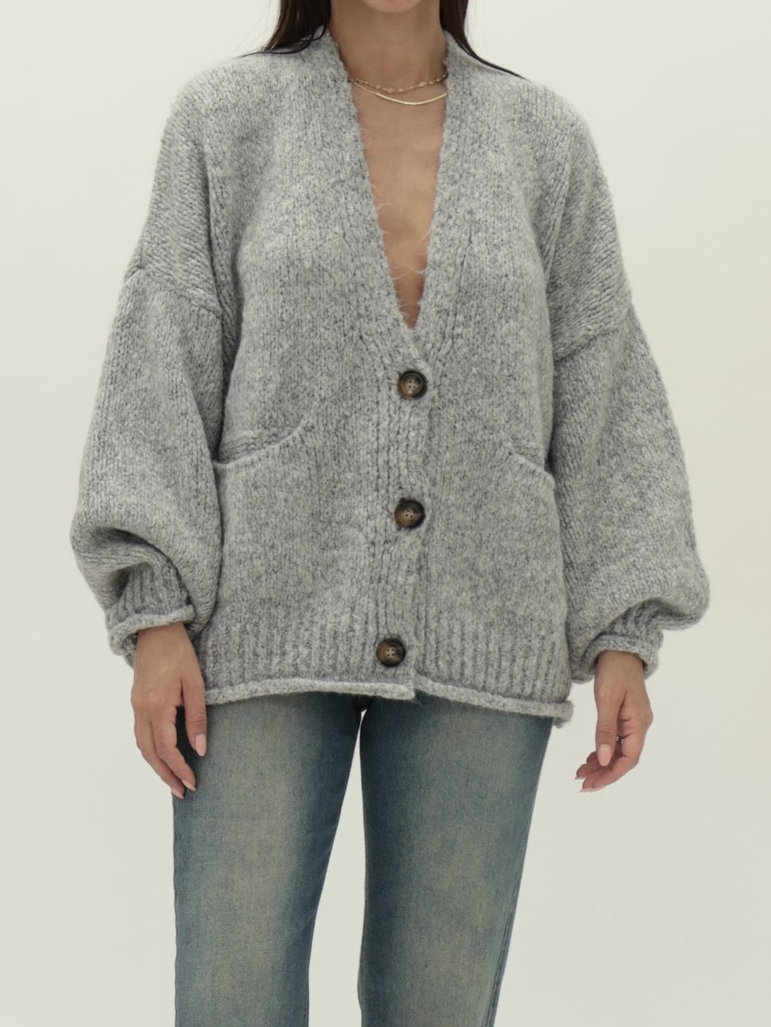 Cardigan 3 bottoni perla
