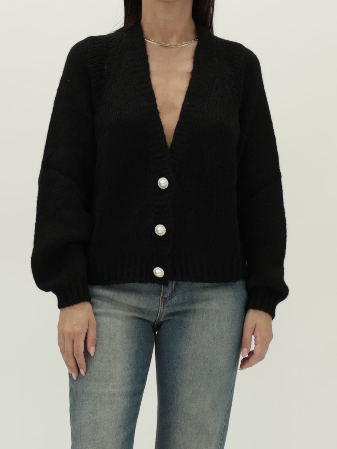 Cardigan bottoni gioiello nero