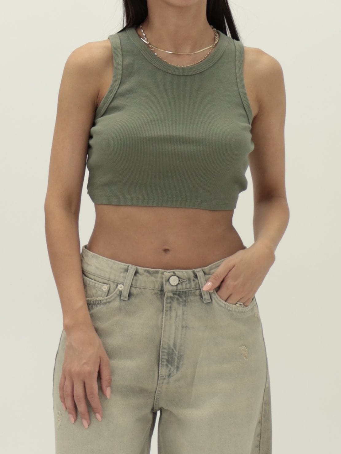 Canotta costina crop rosmarino