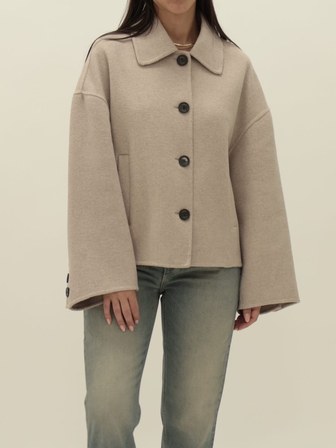 Cappotto hand made crop tortora
