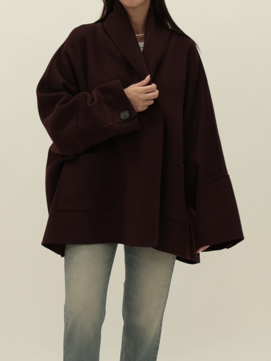 Cappotto hand made corto spalla scesa vino