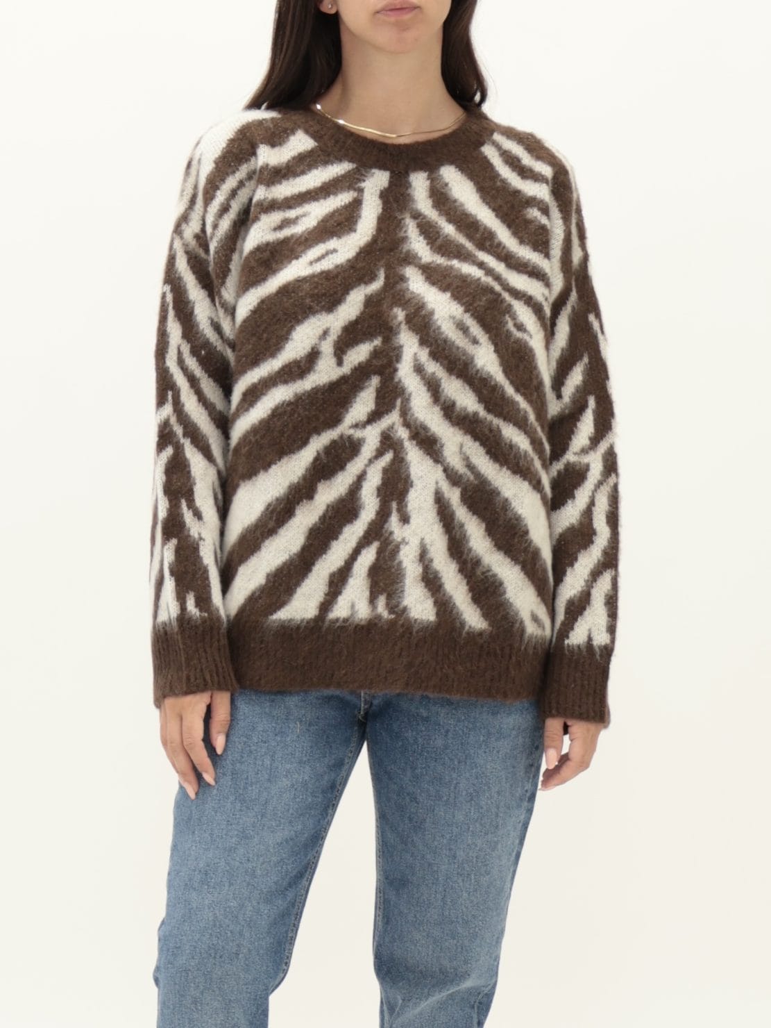 Pullover  paricollo jacquard moro