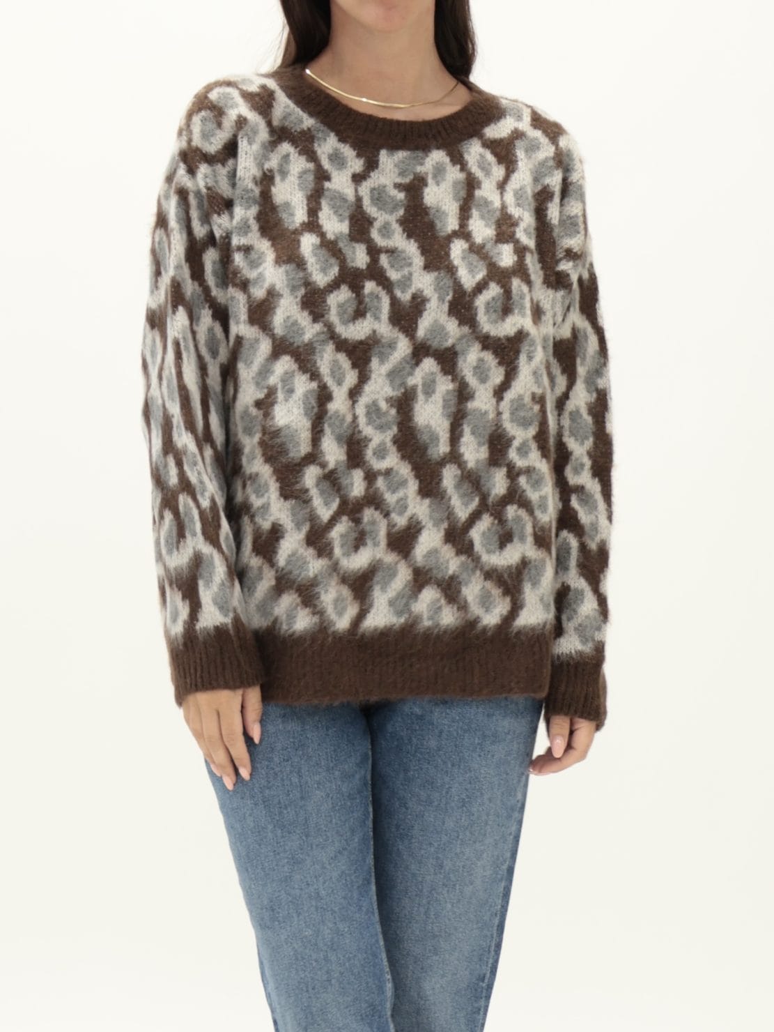 Pullover paricollo jacquard moro lurex