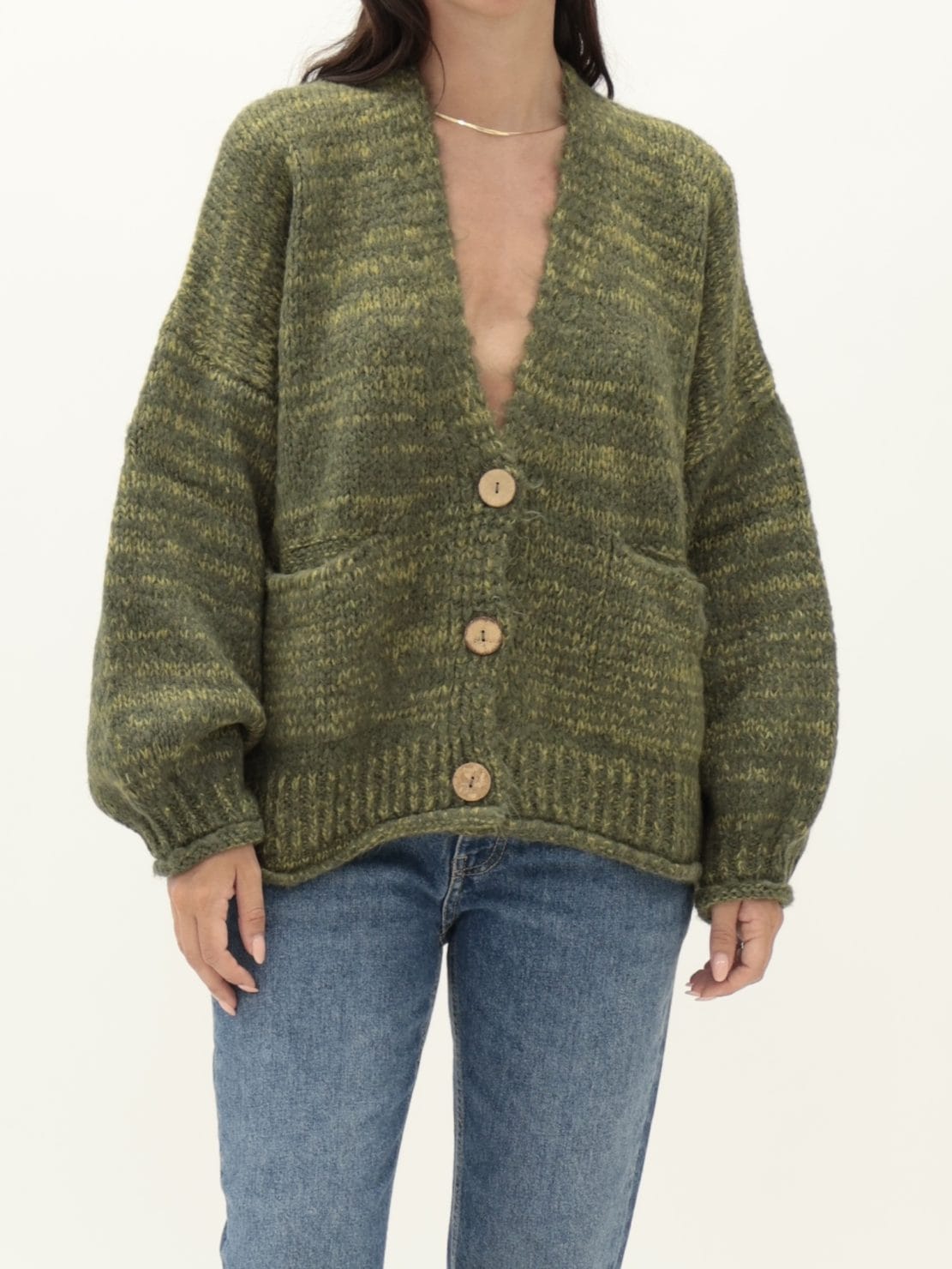 Cardigan 3 bottoni filo a contrasto
militare